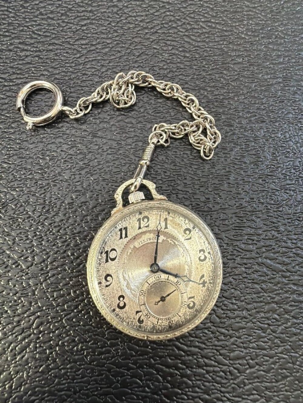 Illinois Watch Co Pocket Watch Vintage 1920s Art Deco Engraved Case